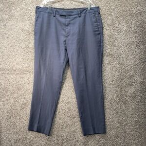 Mens Wool Blend Slim‎ Fit Dress Pants Slate Blue Flat Front Trousers 28x29